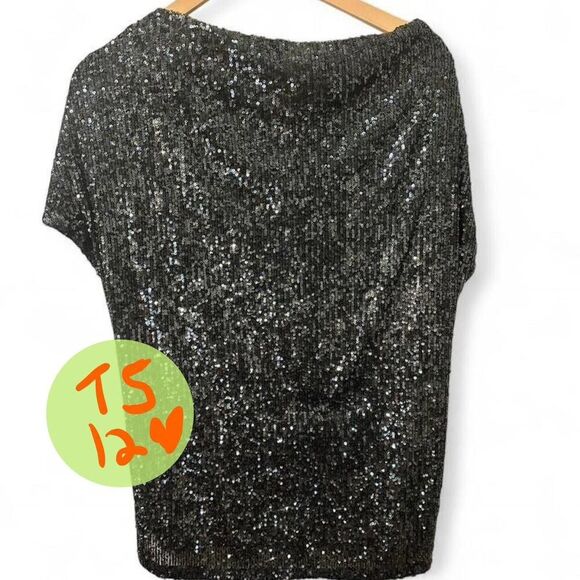 Cable & Gauge Tops - Cable and Guage Sequin off the Shoulder / Slouchy Top Size Medium